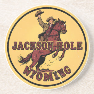 Posavasos Vintage Jackson Hole Bucking Bronco wyoming vaquer