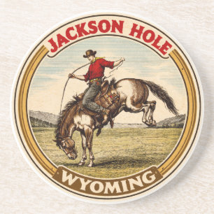 Posavasos Vintage Jackson Hole Bucking Bronco wyoming vaquer