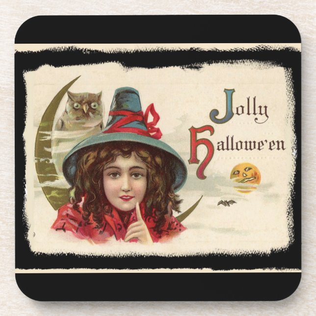 Posavasos Vintage Jolly Halloween Witch (Frente)