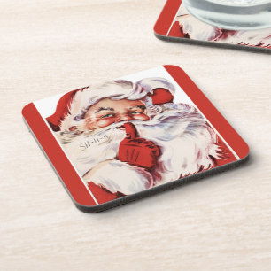 Posavasos Vintage Jolly Old Santa Shhh Red