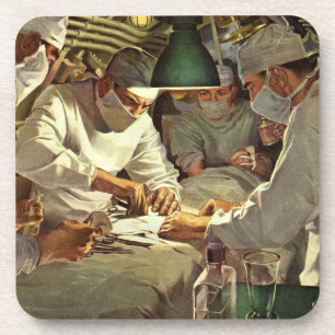 Posavasos Vintage Medicine, Doctors Performing Surgery in ER