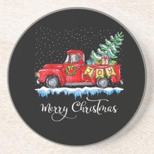 Posavasos Vintage Merry Christmas Red Truck Old Fashioned Ch