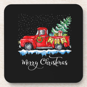Posavasos Vintage Merry Christmas Red Truck Old Fashioned Ch