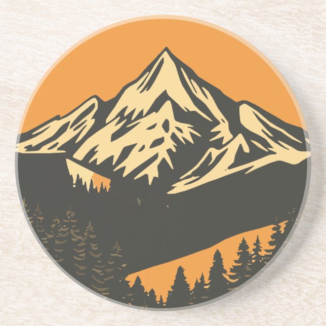 Posavasos Vintage Mountain Sunset (Frente)