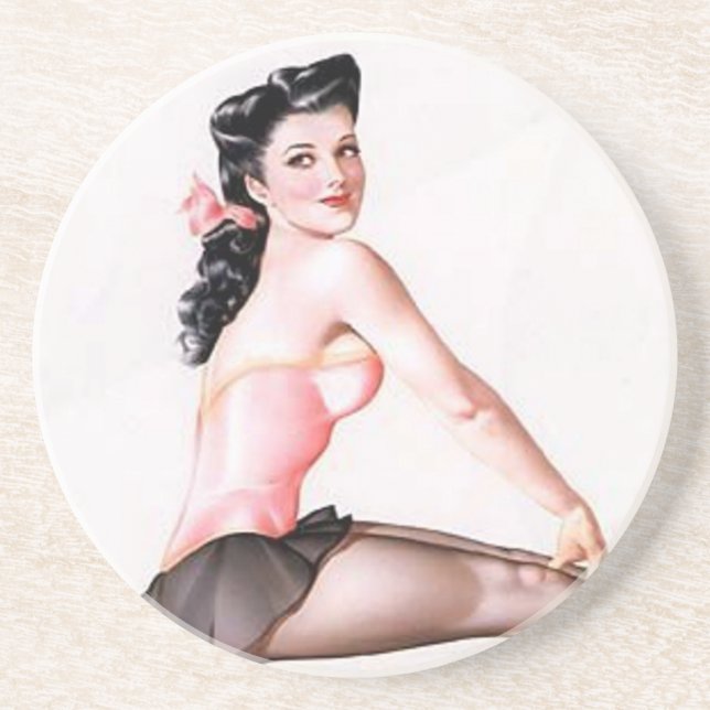 Posavasos Vintage Naugherina Ballerina Pin Up Chica (Frente)