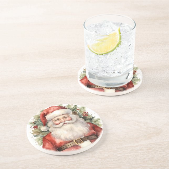 Posavasos Vintage Navidad Santa Claus Sonriendo (Lado)