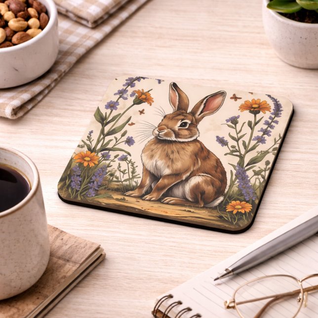 Posavasos Vintage Rabbit with Wildflowers (Subido por el creador)