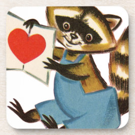 Posavasos Vintage Raccoon Love