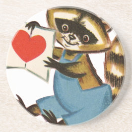 Posavasos Vintage Raccoon Love