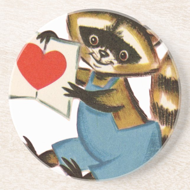 Posavasos Vintage Raccoon Love (Frente)