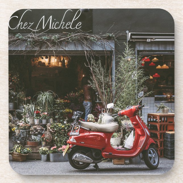 Posavasos Vintage Red Motor Scooter (Frente)