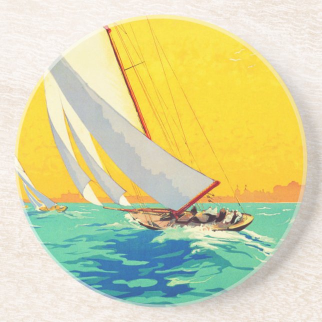 Posavasos Vintage Sail Bots French Travel (Frente)