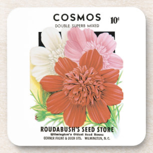 Posavasos Vintage Seed Packet Art, Cosmos Garden Flowers