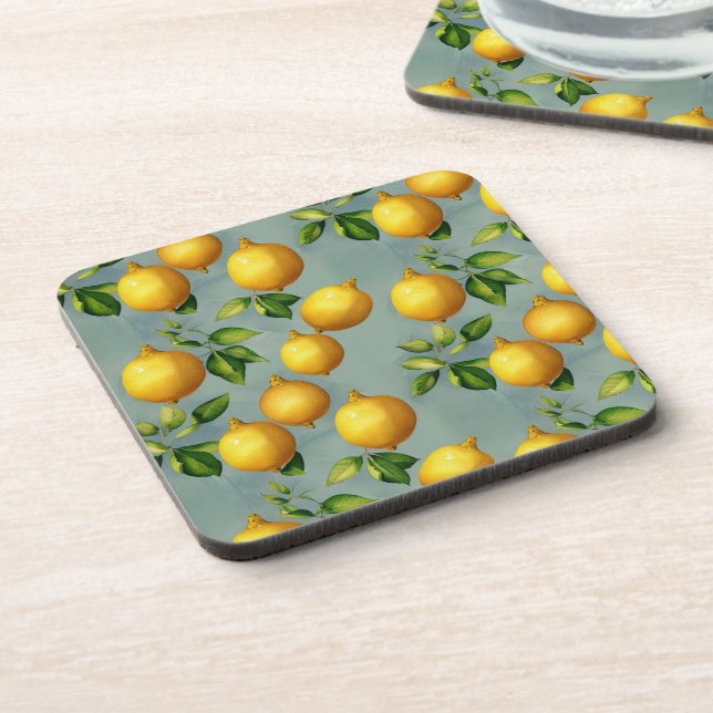 Posavasos Vintage Style Lemons Pattern Wallpaper Art (Lado Izquierdo)