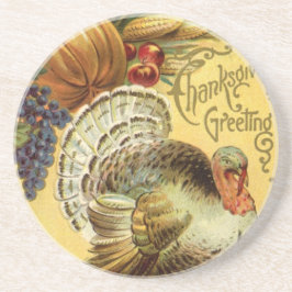 Posavasos Vintage Thanksgiving Greeting with a Turkey