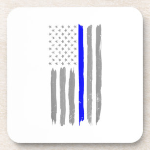 Posavasos Vintage Thin Blue Line: La policía apoya a USA Fl