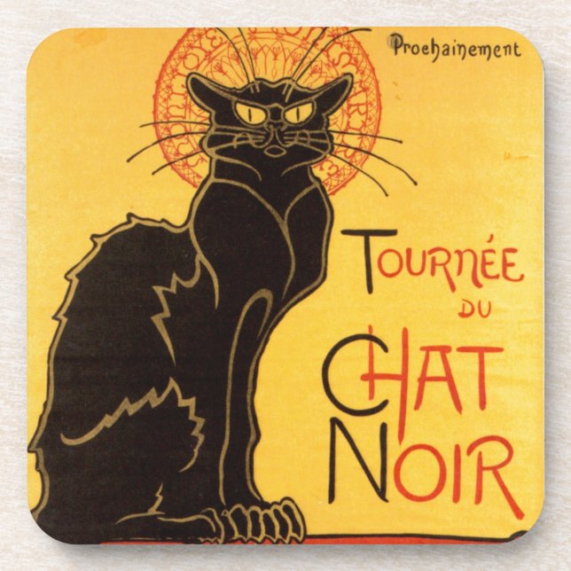Posavasos Vintage Tournee de Chat Noir Gato Negro (Frente)