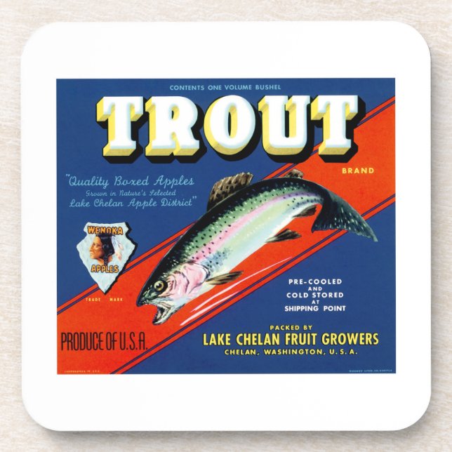Posavasos Vintage Trout Brand Apple Label (Frente)