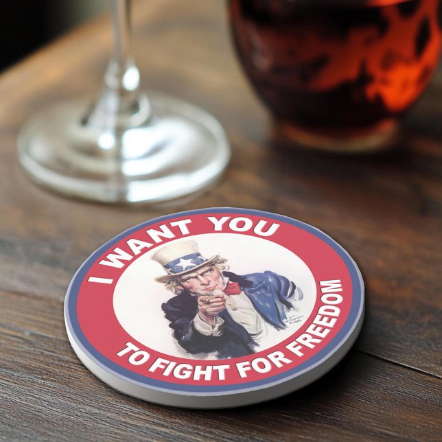 Posavasos Vintage Uncle Sam te QUIERO (Sandstone Coaster)