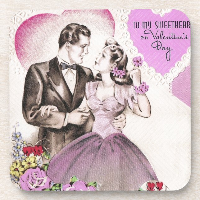 Posavasos Vintage Valentine Couple (Frente)