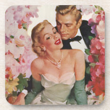 Vintage Wedding, Retro Bride and Groom Newlyweds