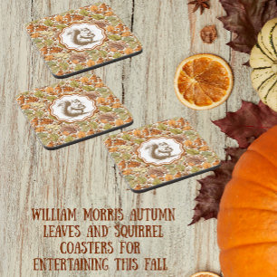 Posavasos Vintage William Morris Hoja de Otoño Baya Ardilla
