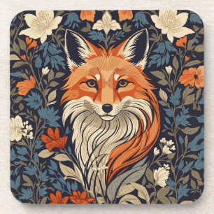 Posavasos Vintage William Morris inspiró Fox Rojo Floral