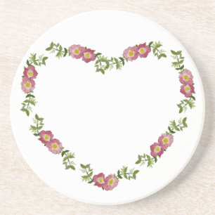 Posavasos Vintage Wreath de flores en forma de corazón para