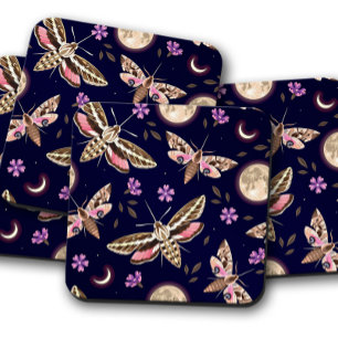 Posavasos Violet Bloom Moth Astras de corcho de insectos b