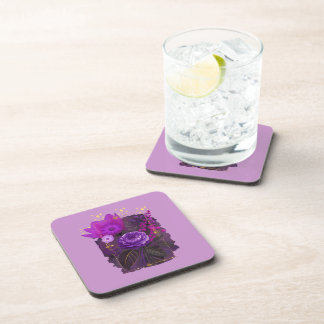 Posavasos Violet Magical Floral Bouquet in Golden Frame