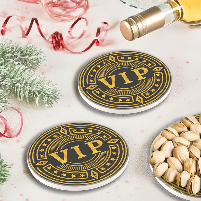 Posavasos VIP Very Special Person Gold and Black Retro Chic (Subido por el creador)
