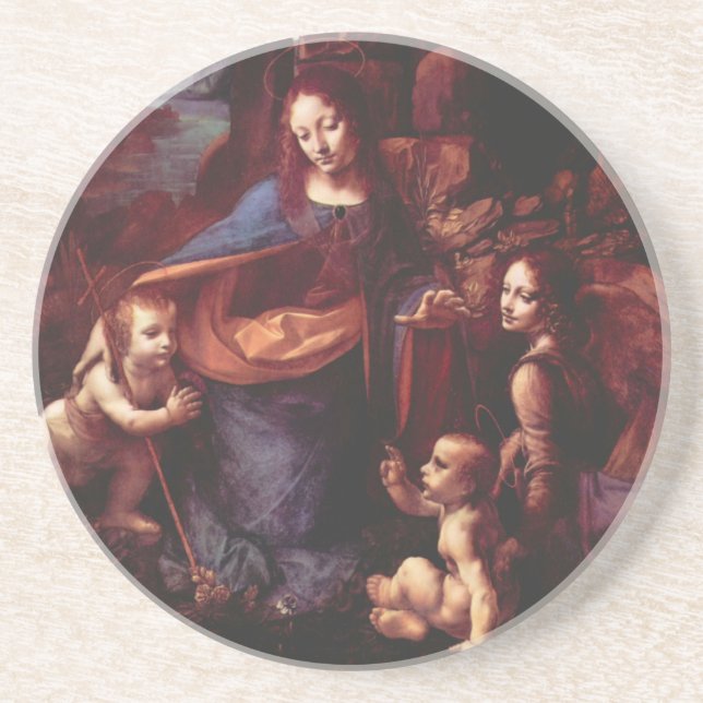 Posavasos Virgen de Leonardo da Vinci (Madonna) de las Rocas (Frente)