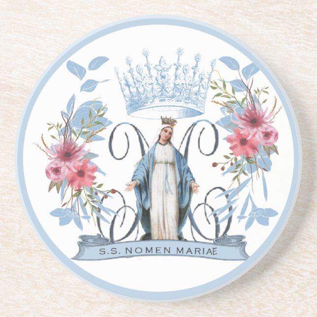 Posavasos Virgen María Católica Madre Religiosa María Floral (Frente)