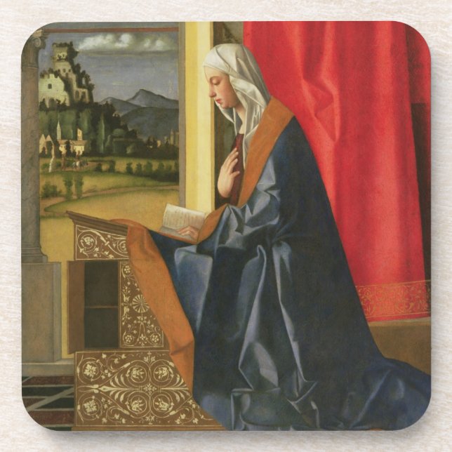 Posavasos Virgen María, de la díptica del anuncio (aceite (Frente)