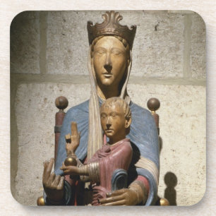 Posavasos Virgen y niño, (madera policroma)