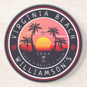 Posavasos Virginia Beach USA Retro Sunset Souvenirs 80