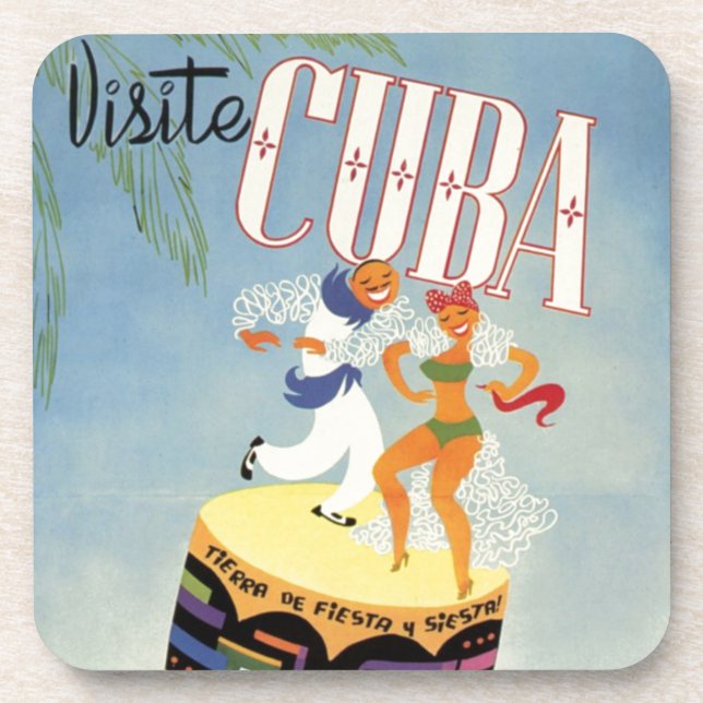 Posavasos Visita Cuba Tiki Fiesta Siesta Isla Vintage (Frente)