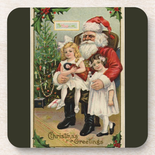 Posavasos Visita de Santa Vieja con dos dulces Chicas (Frente)