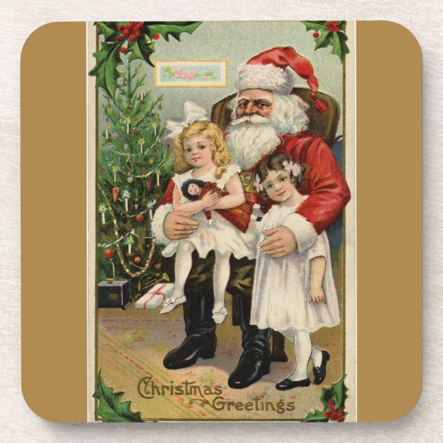 Posavasos Visita de Santa Vieja con dos dulces Chicas Tan (Frente)