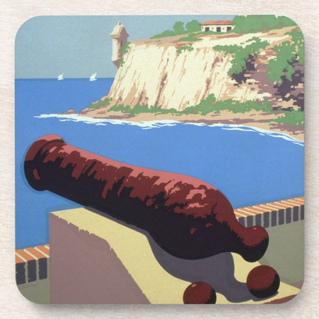 Posavasos Visita la Fortaleza El Morro, Puerto Rico, Viejo S (Frente)