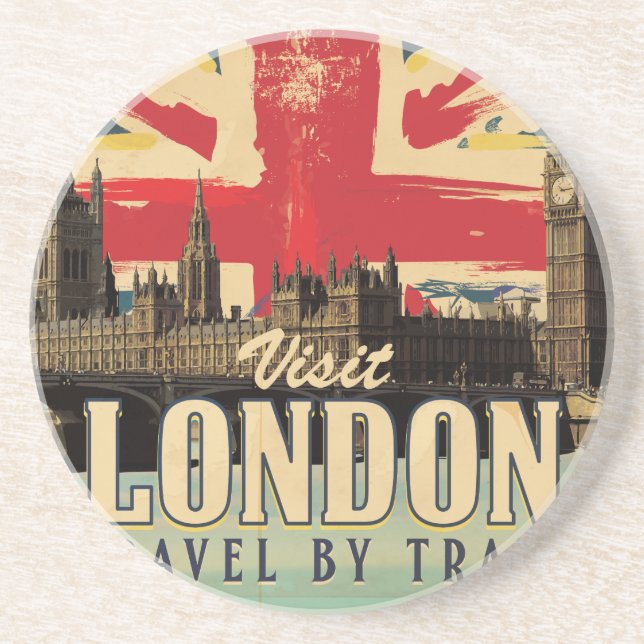 Posavasos Visite el afiche de la época de Londres (Frente)