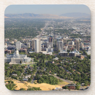 Posavasos Vista aérea de Salt Lake City céntrico, Utah