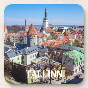 Posavasos Vista aérea del centro de Tallín en Estonia