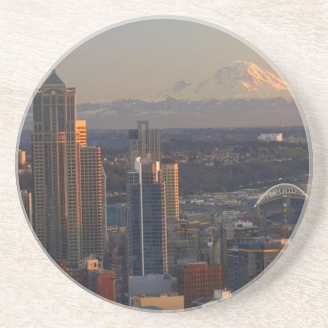 Posavasos Vista aérea del horizonte 2 de la ciudad de (Frente)