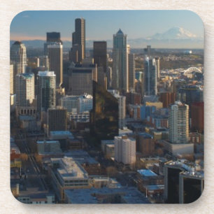 Posavasos Vista aérea del horizonte de la ciudad de Seattle