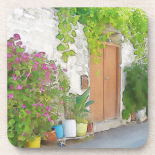 Posavasos Vista de calle acuarela