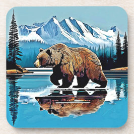 Posavasos Vista de la montaña del lago Grizzly