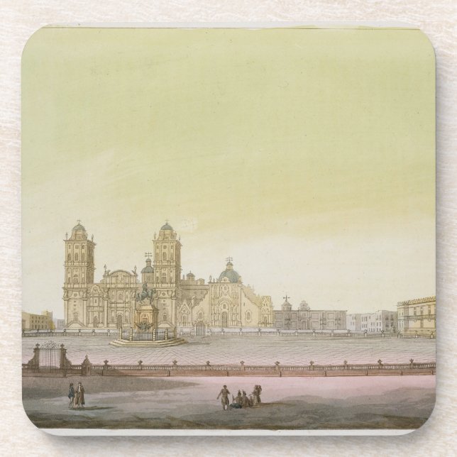 Posavasos Vista de la plaza principal en Ciudad de México (Frente)