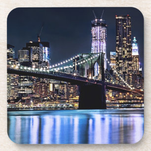 Posavasos Vista de la reflexión del puente de Brooklyn de