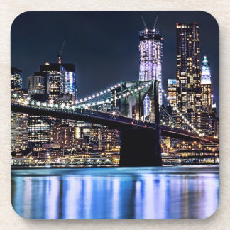 Posavasos Vista de la reflexión del puente de Brooklyn de